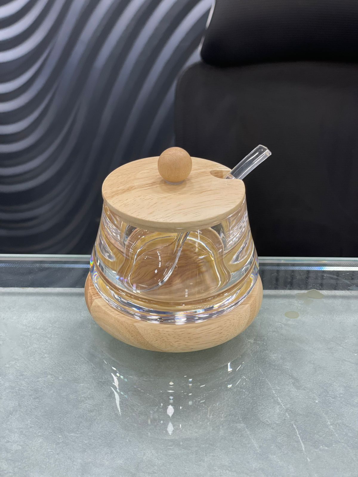 Bamboo Acrylic Sugar Pot With Spoon, Wooden Style Sugar Pot, Transparent Kitchen Bamboo Sugar Pot Bamboo Acrylic Sugar Pot With Spoon, Wooden Style Sugar Pot, Transparent Kitchen Bamboo Sugar Pot